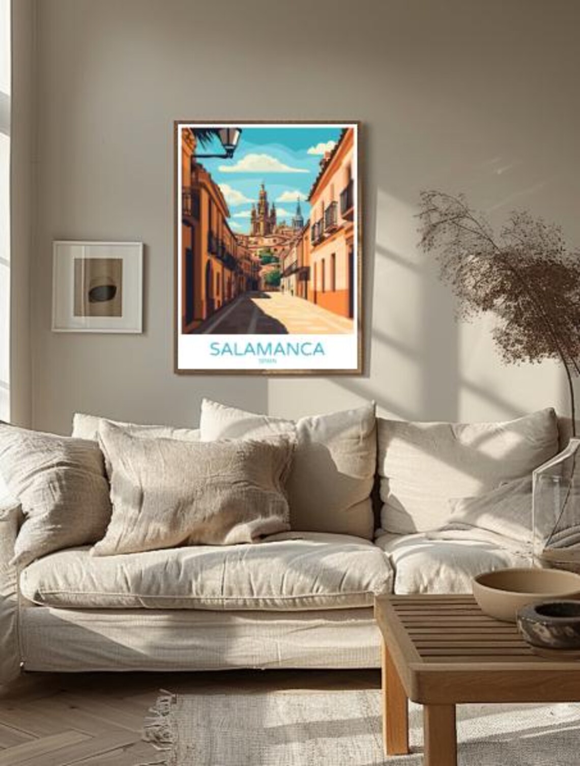 Salamanca Spain Old Street Poster With Cathedral Towers Golden Light - Image 2
