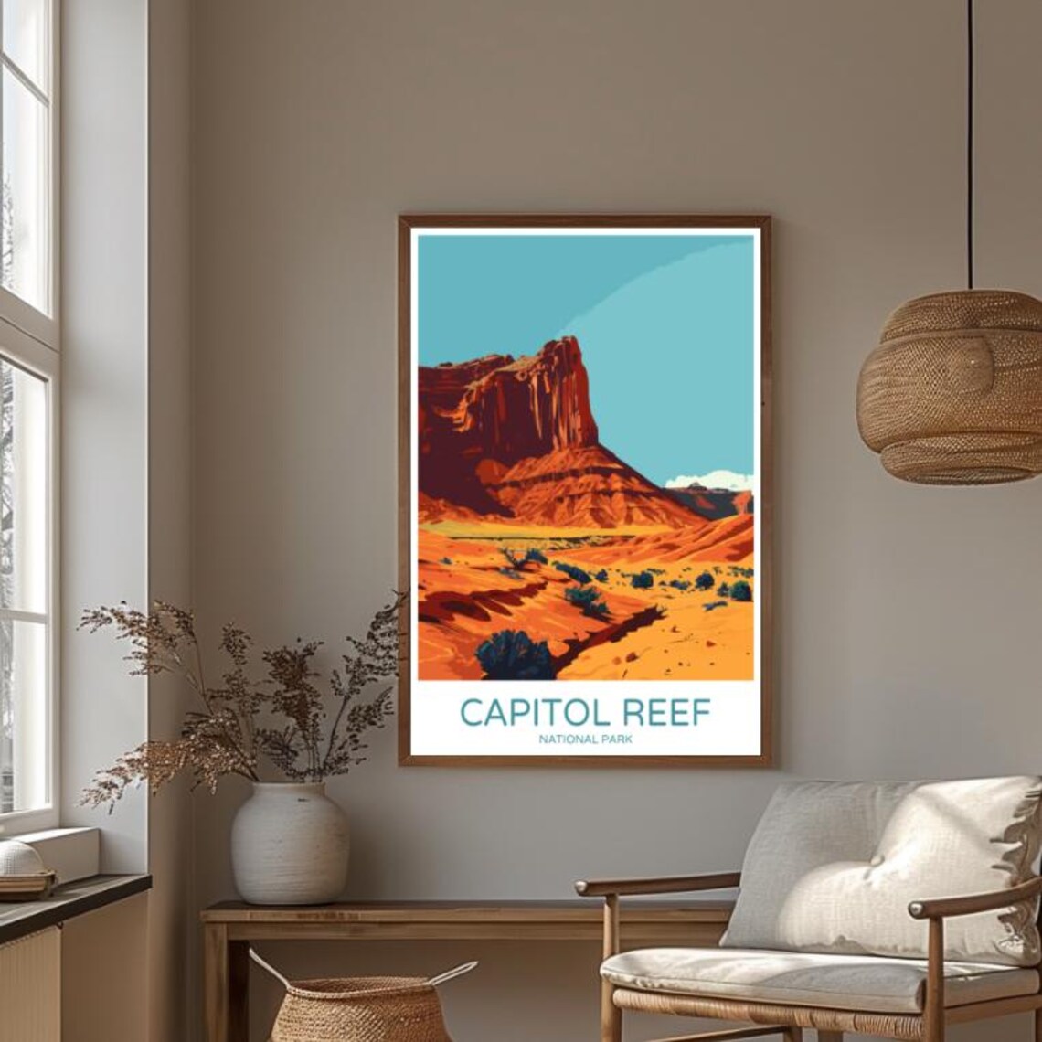 Capitol Reef Red Rock Cliffs And Desert Dunes Utah Travel Poster - Image 4
