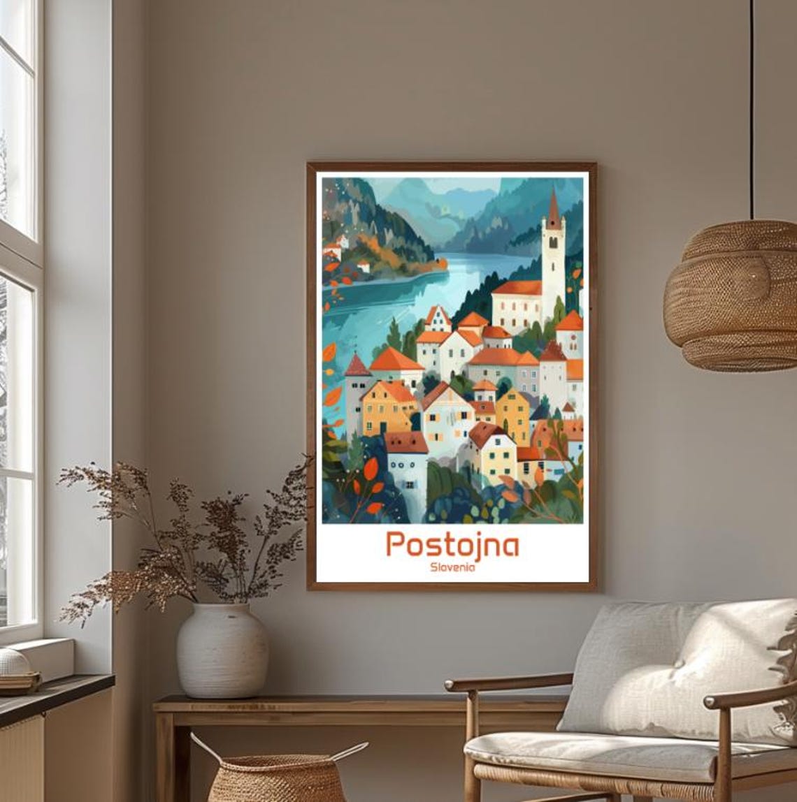 Postojna Slovenia Riverside Old Town And Church Tower Poster - Image 4