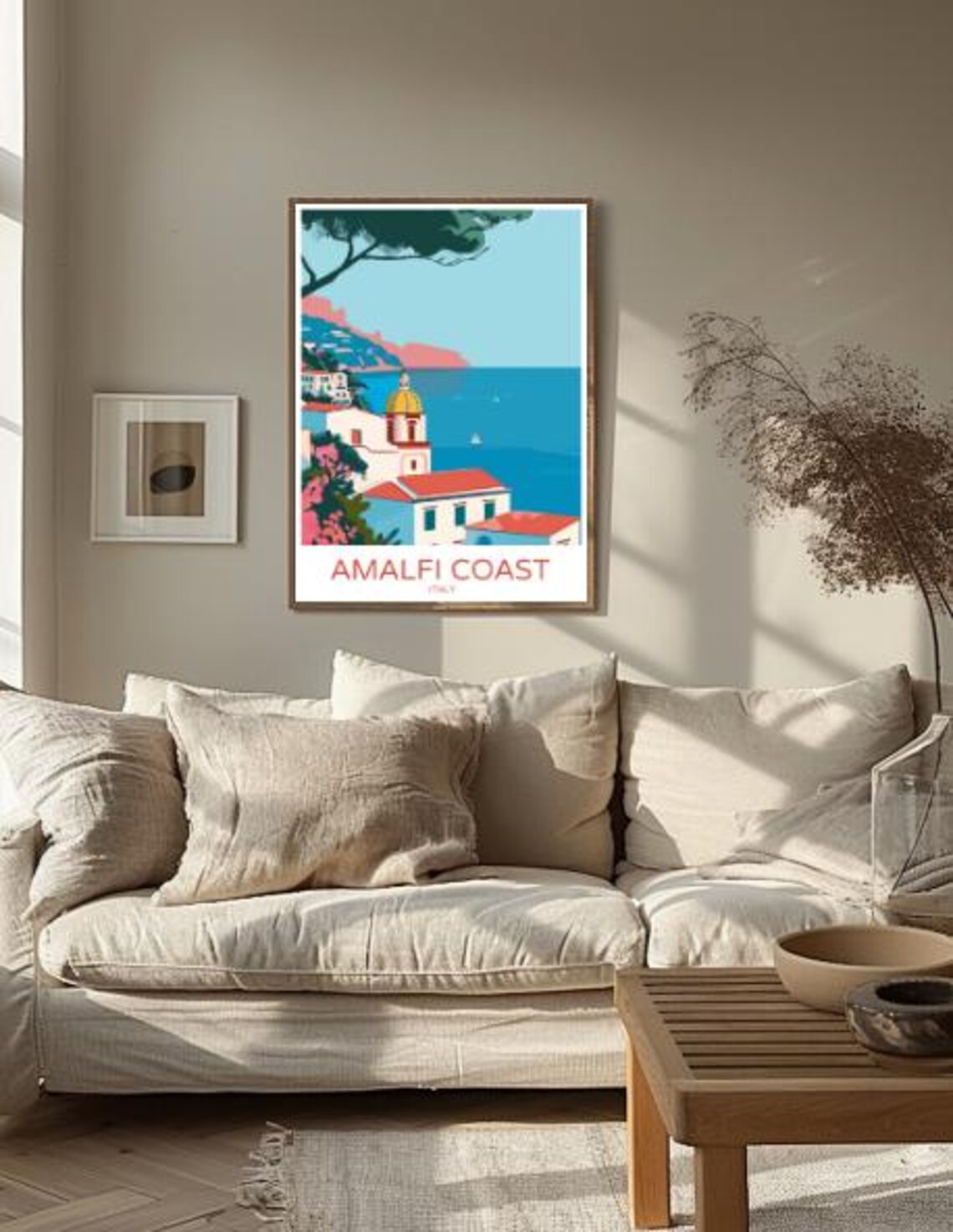Amalfi Coast Italy Seaside Town Poster With Church Dome Blue Sea - Image 2