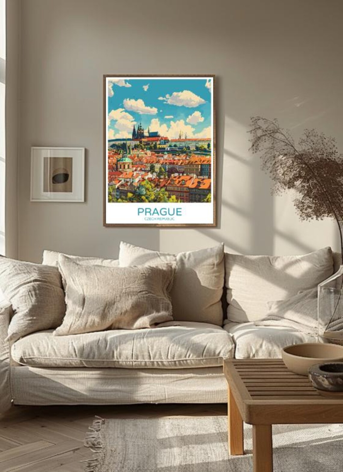 Prague Castle Old Town Red Rooftops Czech Republic Travel Poster - Image 2