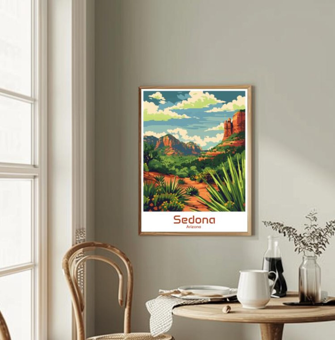 Sedona Arizona Red Rock Desert Buttes Yucca Trail Travel Poster - Image 2