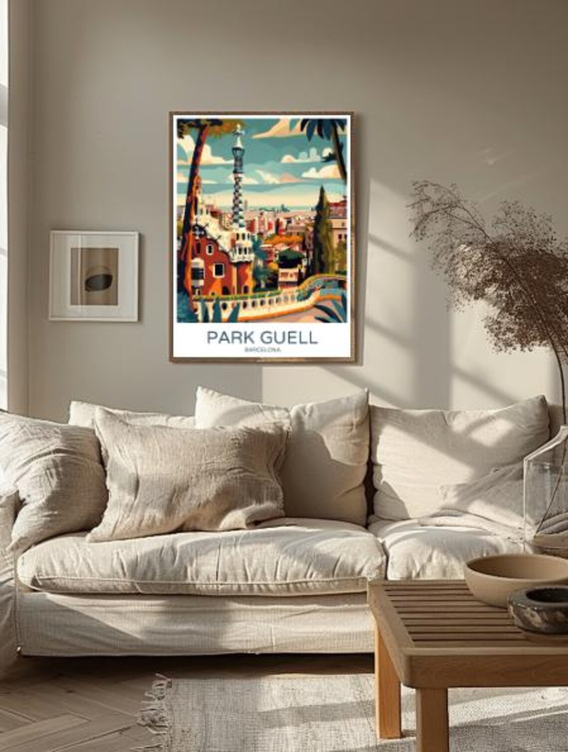Park Guell Barcelona Poster Gaudi House Terrace And Mosaic Bench - Image 3