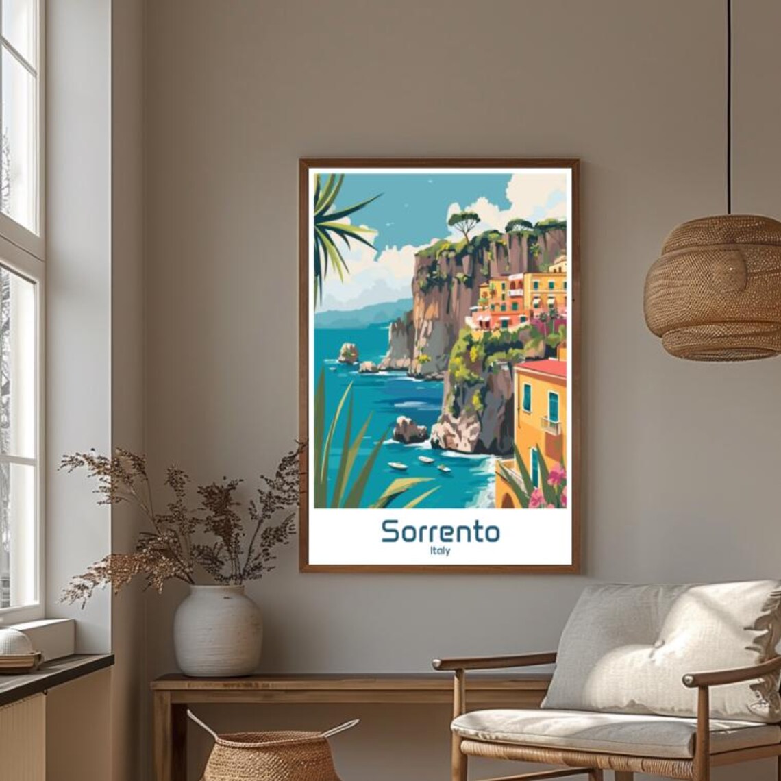 Sorrento Italy Amalfi Coast Cliffside Village Turquoise Sea Poster - Image 4