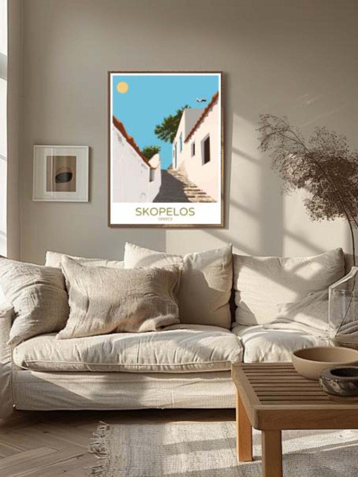 Skopelos Greece Whitewashed Alley Stone Staircase Travel Poster - Image 2