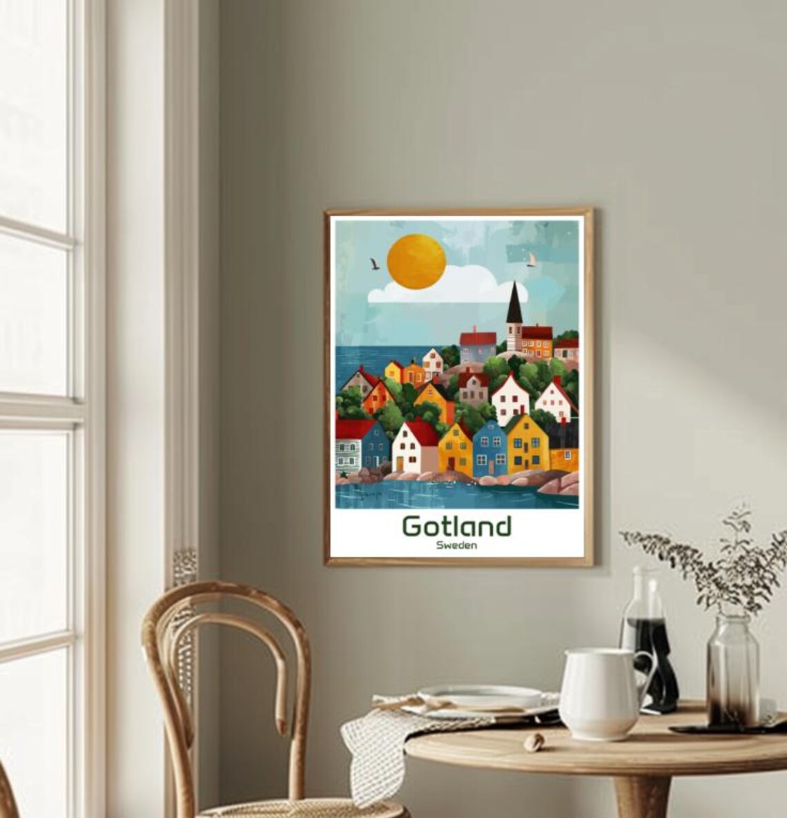 Gotland Sweden Colorful Harbor Village Baltic Island Travel Poster - Image 2