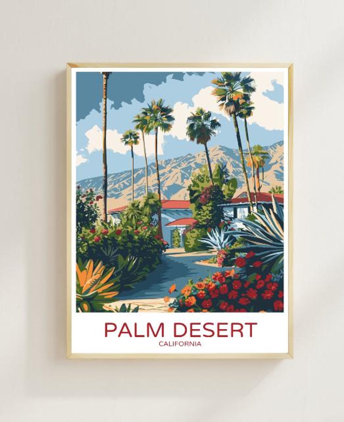 Palm Desert Palm Trees Villa and San Jacinto Mountains Poster