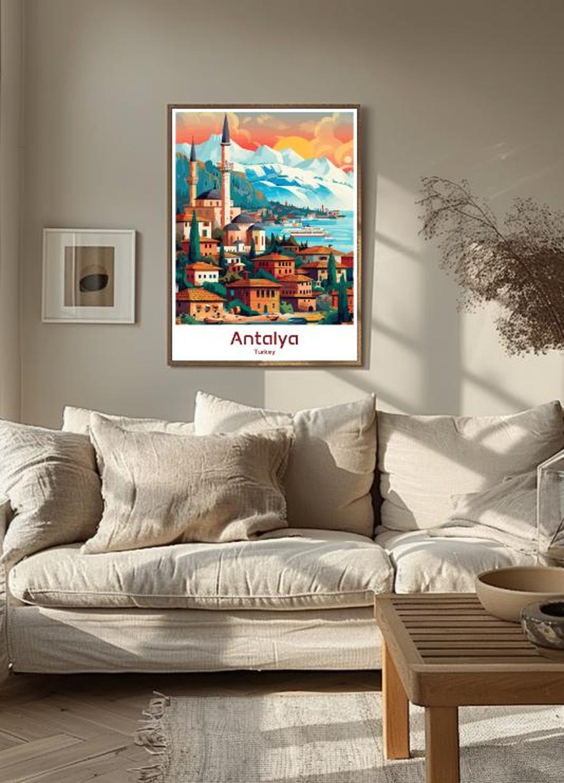 Antalya Turkey Mosque Minarets Old Town Coastal Bay View Poster - Image 3