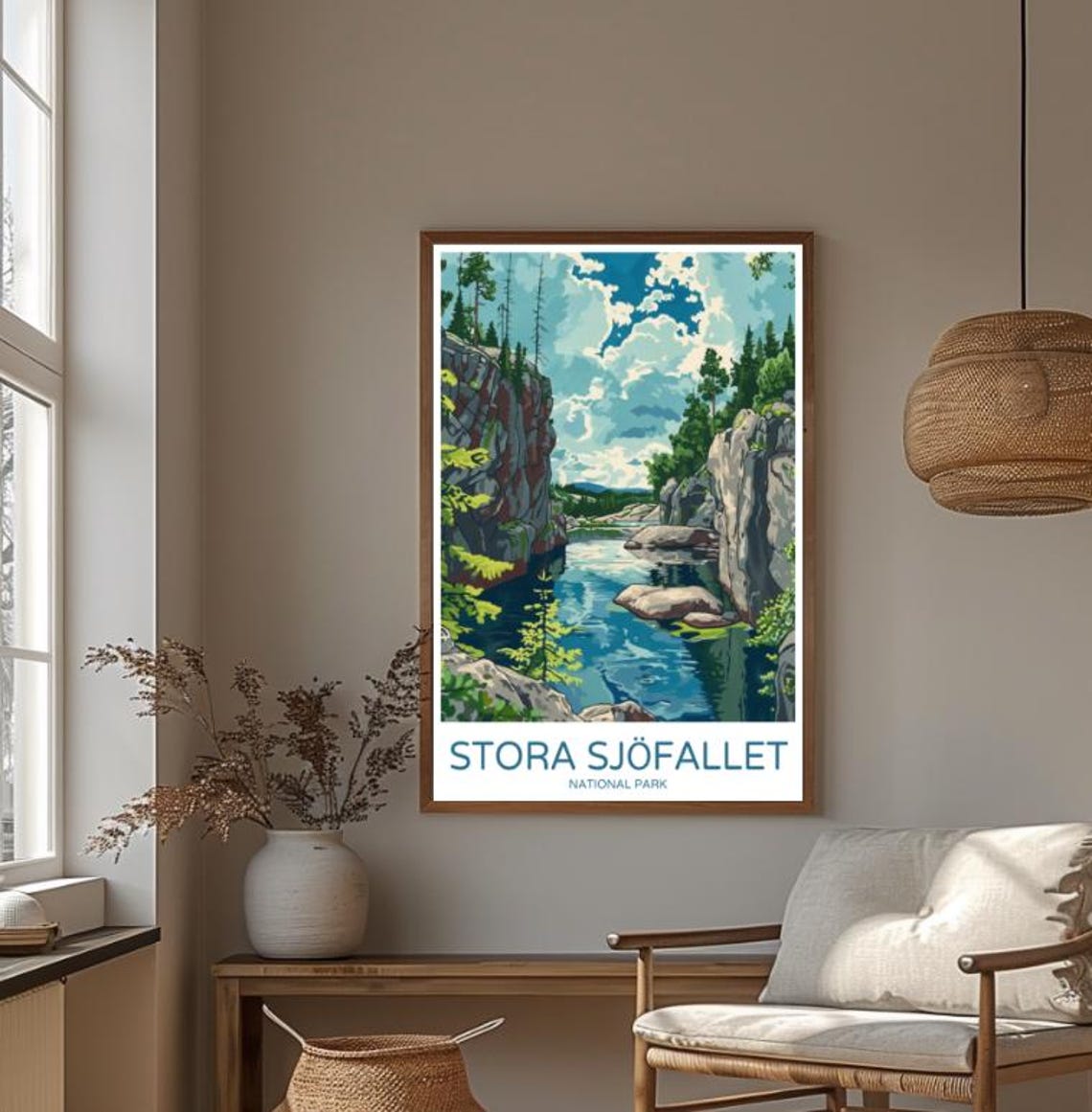 Stora Sjofallet National Park River Cliffs Colorful Travel Poster - Image 4