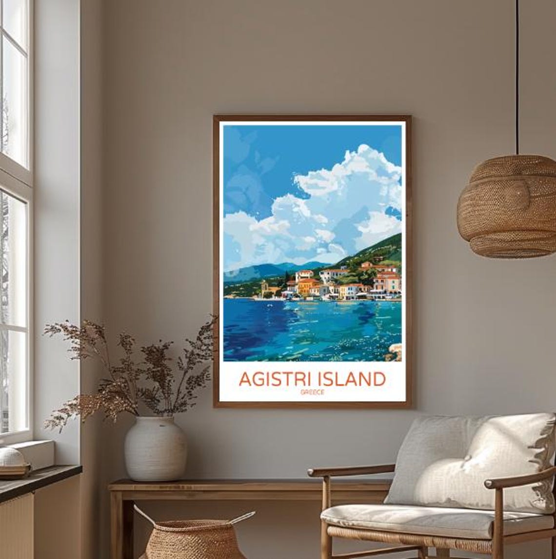 Agistri Island Greece Waterfront Village Turquoise Bay Clouds Poster - Image 3