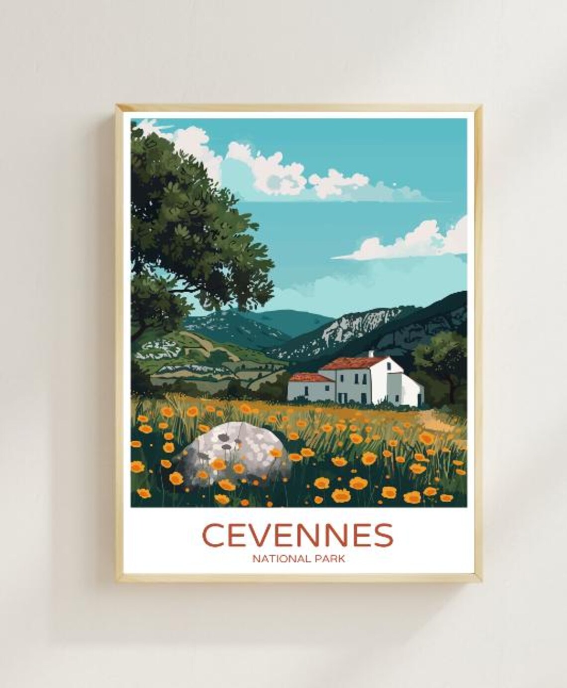Cevennes National Park France Wildflower Meadow Farmhouse Poster