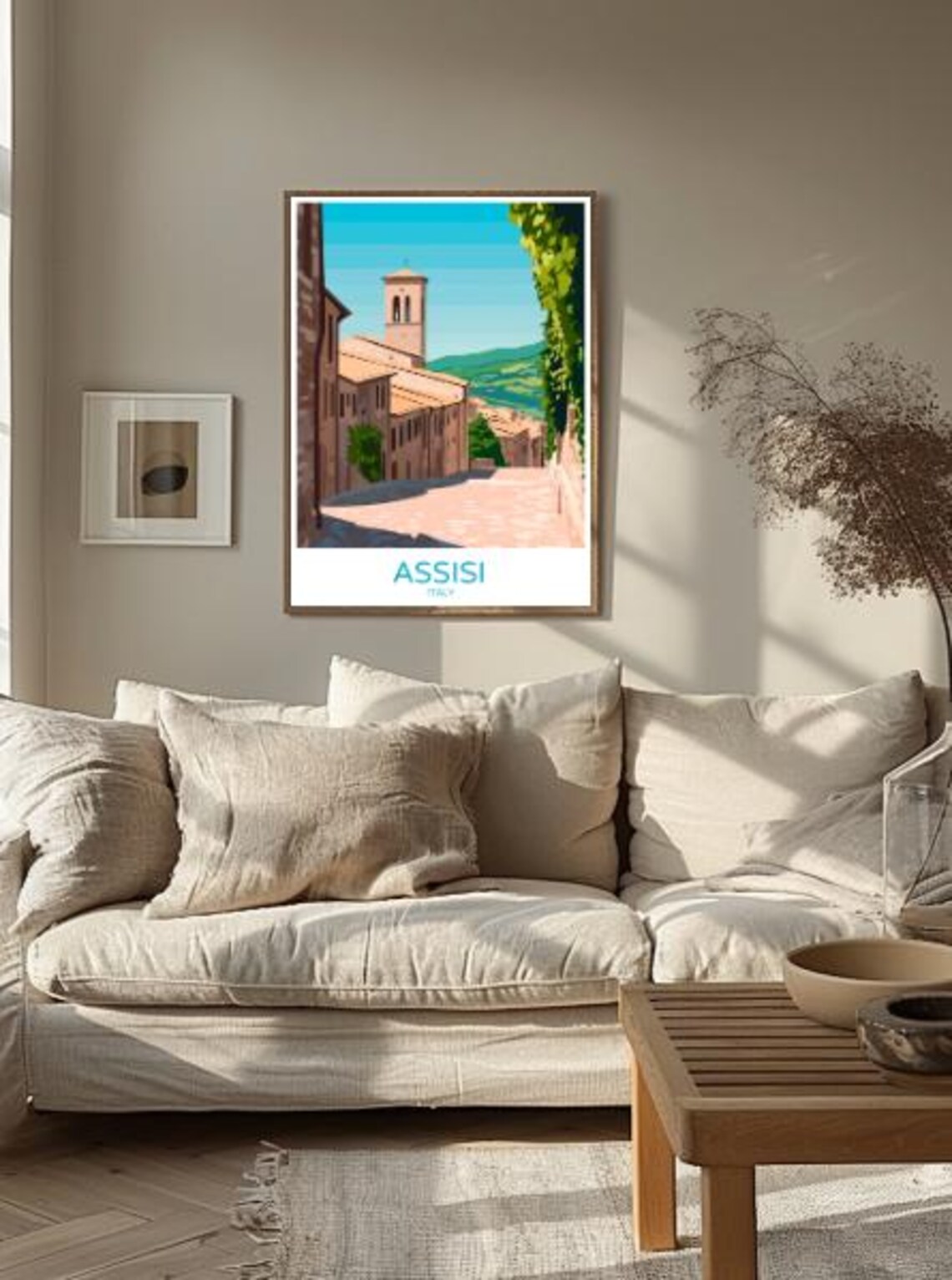 Assisi Umbrian Street Church Bell Tower Green Hills Italy Poster - Image 2