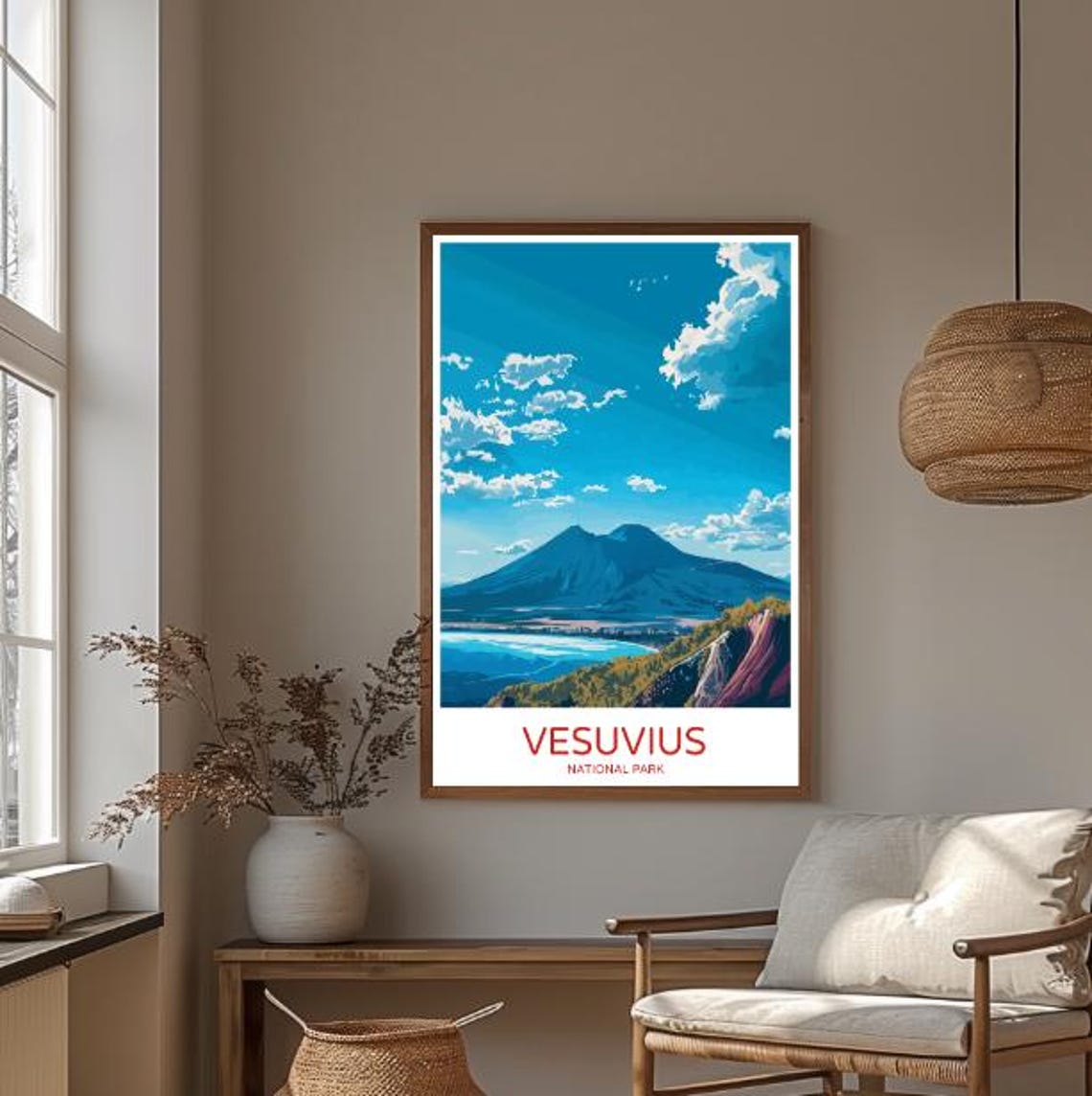 Vesuvius National Park Travel Poster Iconic Landscape Wall Art Of Mount Vesuvius Surrounding Nature Italy Travel Print Adventure Decor - Image 3