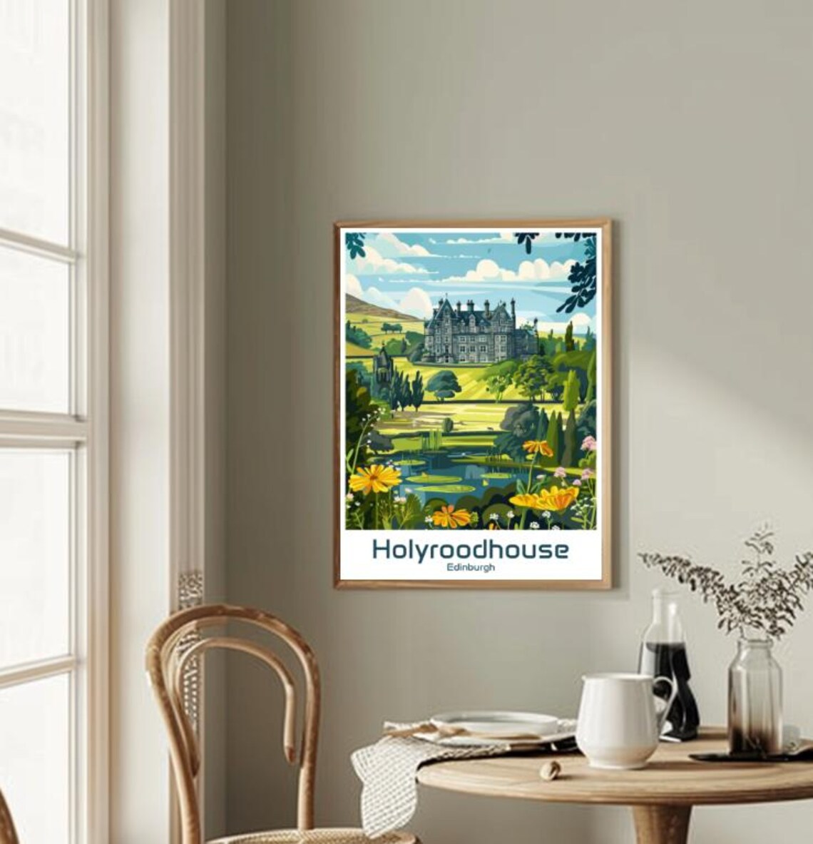 Holyroodhouse Edinburgh Palace Gardens Flowers Vintage Travel Poster - Image 2
