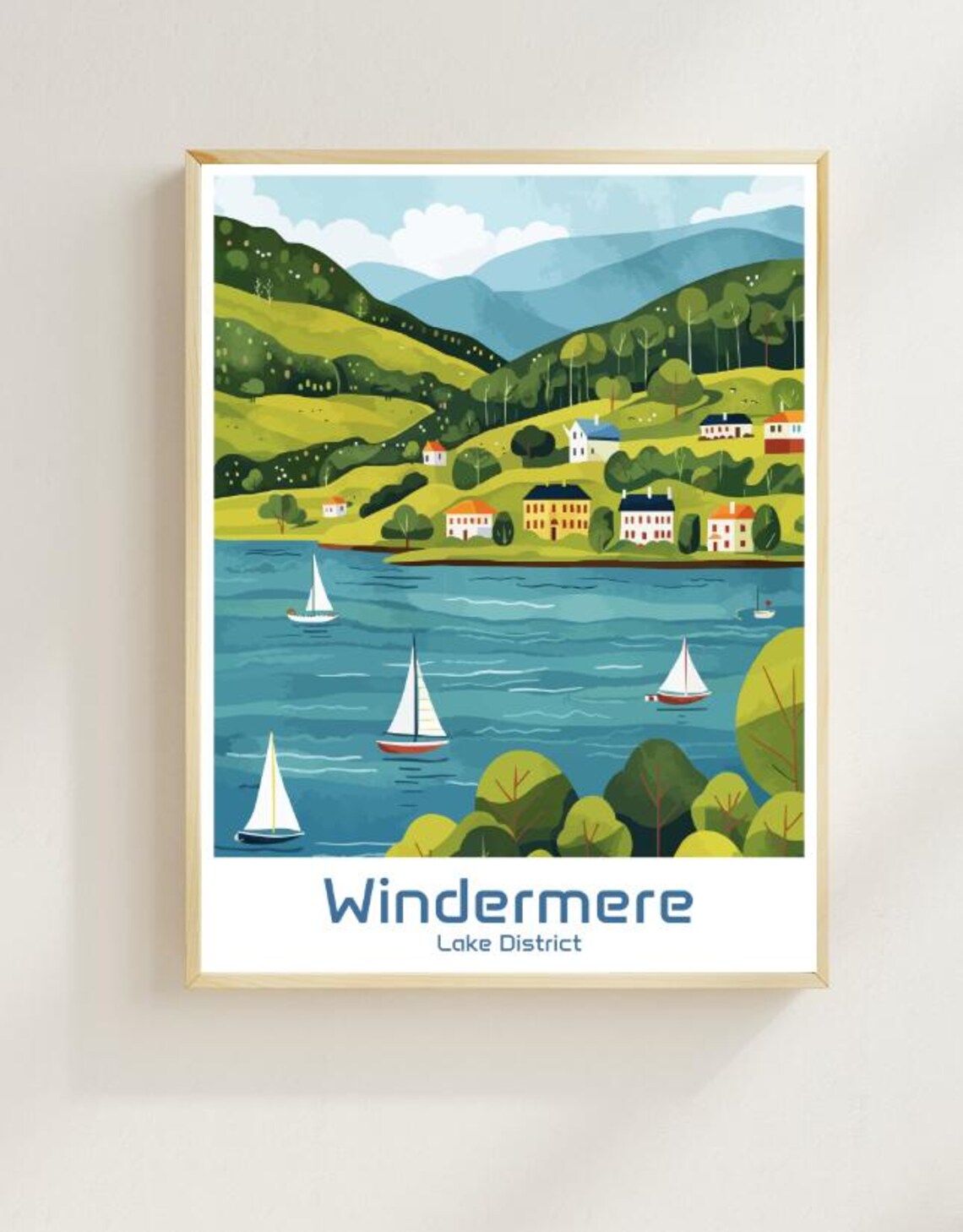 Windermere Lake District Sailboats on the Sparkling Water Poster