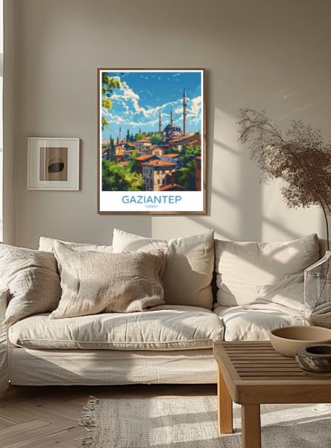 Gaziantep Turkey Mosque Minarets Old Town Rooftops City View Poster - Image 2