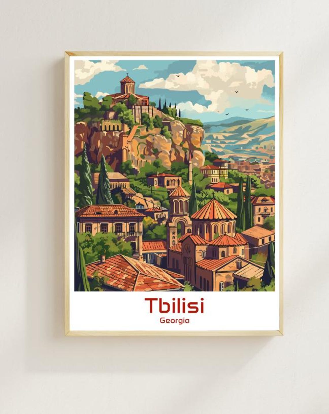 Tbilisi Georgia Old Town Churches and Fortress Hill View Poster
