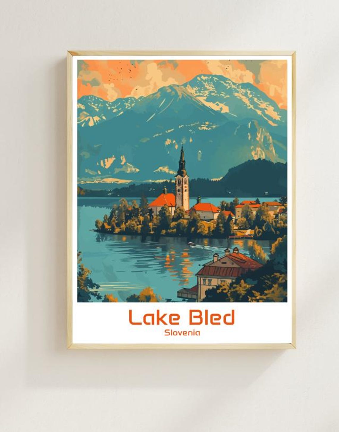 Lake Bled Slovenia Island Church Alpine Lake Mountain View Poster