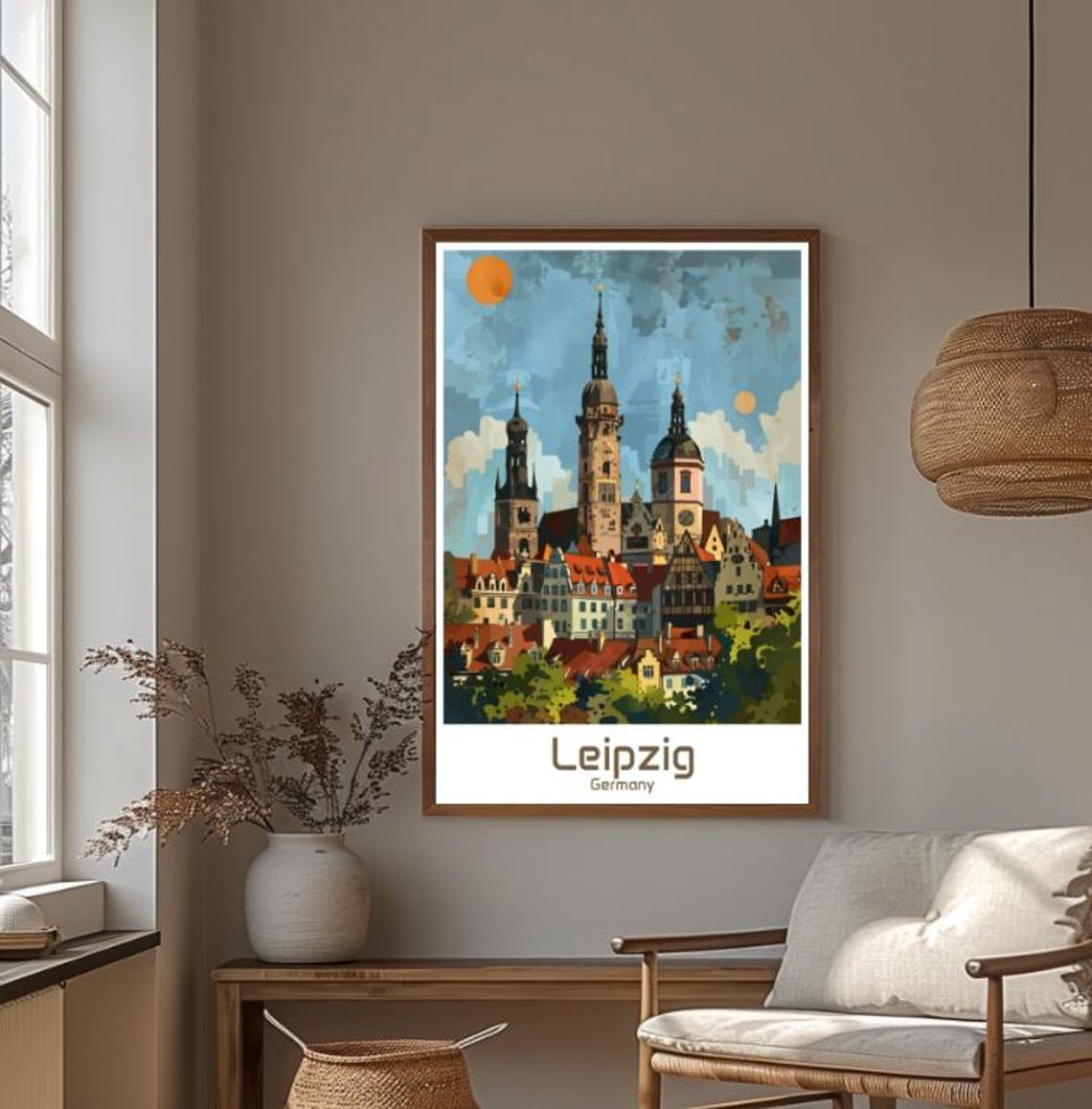 Leipzig Germany Church Towers Sunset Skyline Scene View Poster - Image 4