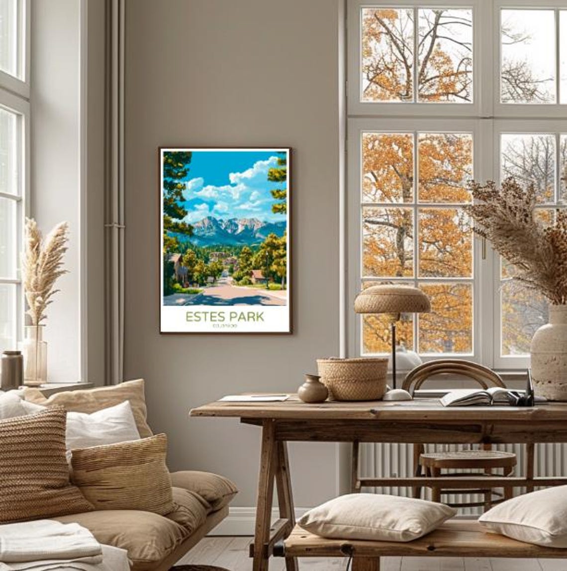 Estes Park Colorado Mountain Town Street Rocky Peak View Poster - Image 4