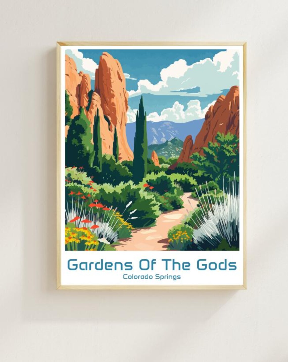 Gardens Of The Gods Colorado Springs Red Rock Trail Travel Poster