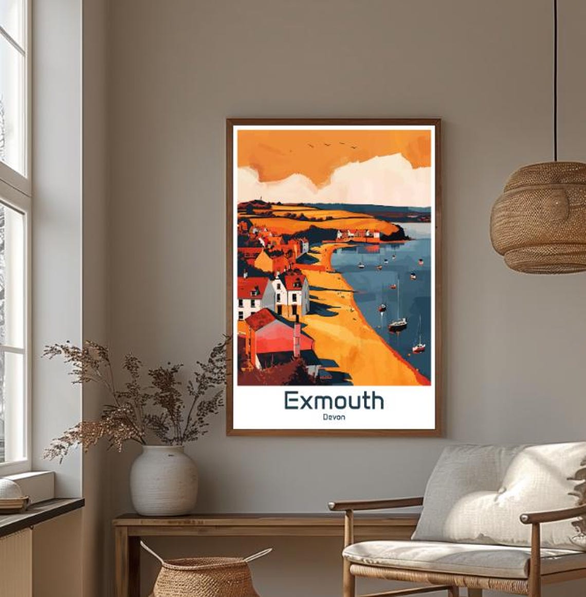 Exmouth Devon Coastal Sunset Beach Fishing Boats Seaside Poster - Image 4