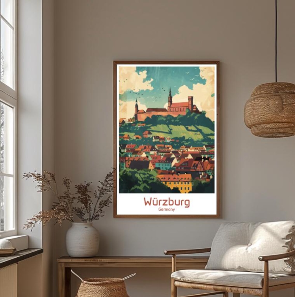 Wurzburg Germany Marienberg Fortress Hill Vintage Travel Poster - Image 4