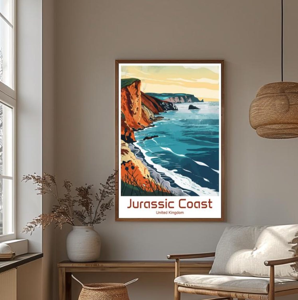 Jurassic Coast Dorset Red Cliffs Dramatic Turquoise Sea Poster - Image 4