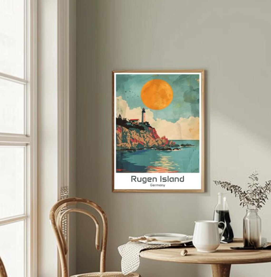 Rugen Island Germany Lighthouse Rocky Baltic Coast Sunset Poster - Image 2