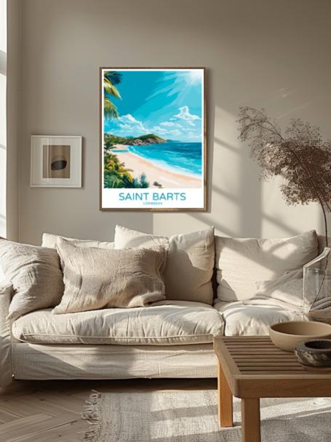 Saint Barts Caribbean Tropical Beach Palms and Turquoise Sea Travel Poster - Image 2