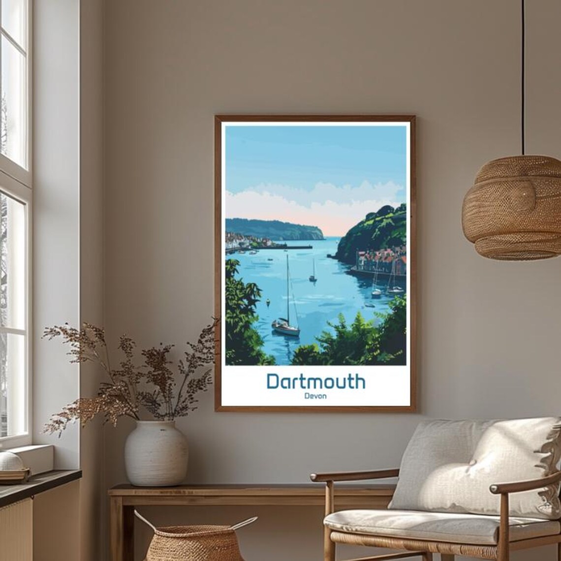 Dartmouth Devon Harbour Sailboats Riverside Town Travel Poster - Image 4