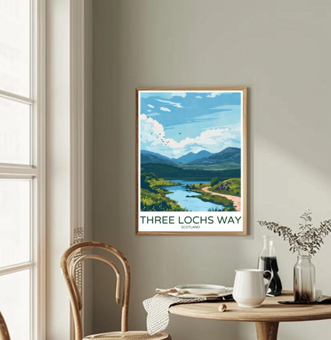 Three Lochs Way Scotland Mountain Lake Scenic Walking Trail Poster - Image 2