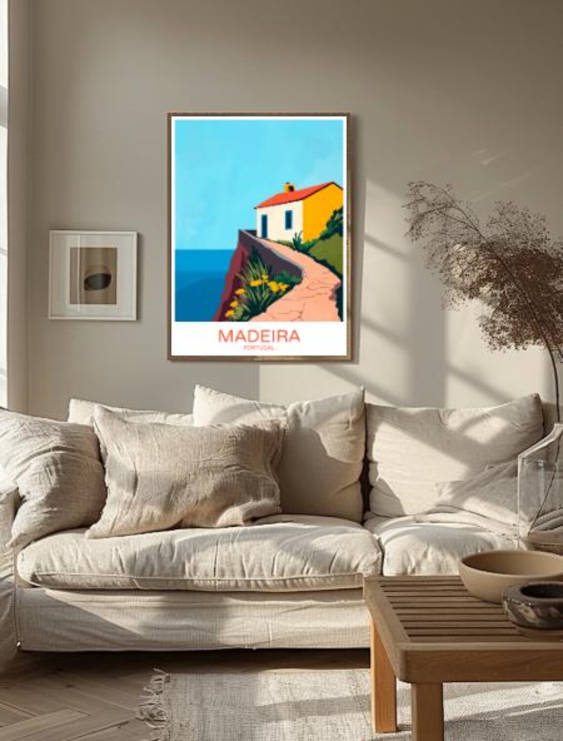 Madeira Portugal Coastal Cliffside Cottage Ocean Travel Poster - Image 2
