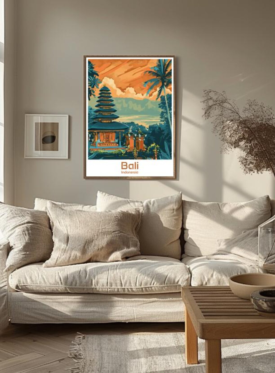 Bali Indonesia Tiered Temple Pagoda Among Palms At Sunset Poster - Image 3