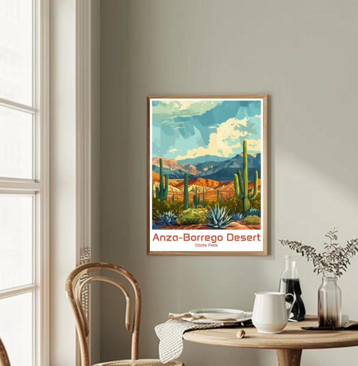 Anza Borrego Desert State Park Saguaro Cactus Sunset Scenic Poster - Image 2