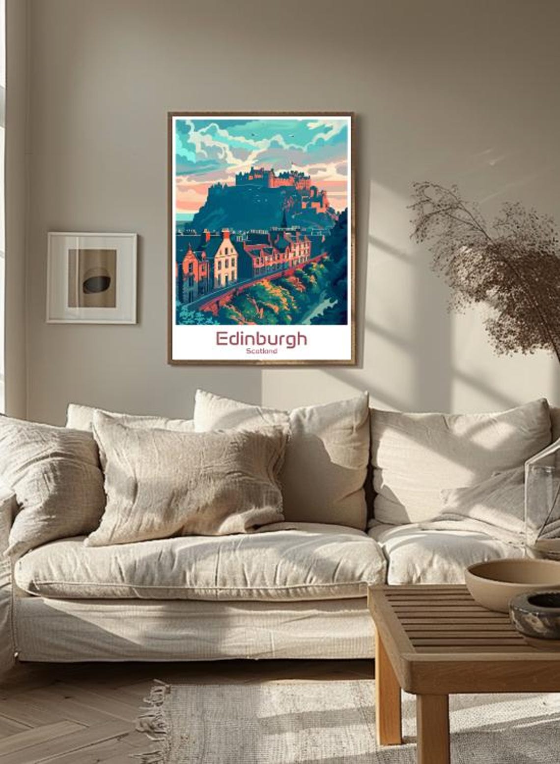 Edinburgh Scotland Castle Rock Old Town Sunset Travel Poster - Image 3