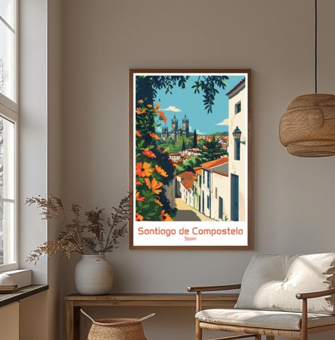 Santiago de Compostela Cathedral Old Town Spain Travel Poster - Image 4