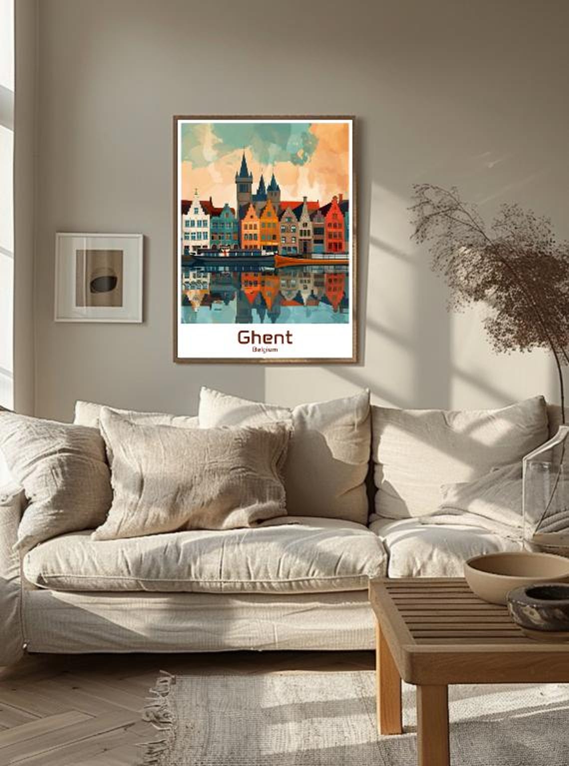 Ghent Travel Poster Belgium Cityscape Wall Art Historic Canal Print Ghent Old Town Decor European Artwork Belgium Travel Gift - Image 3