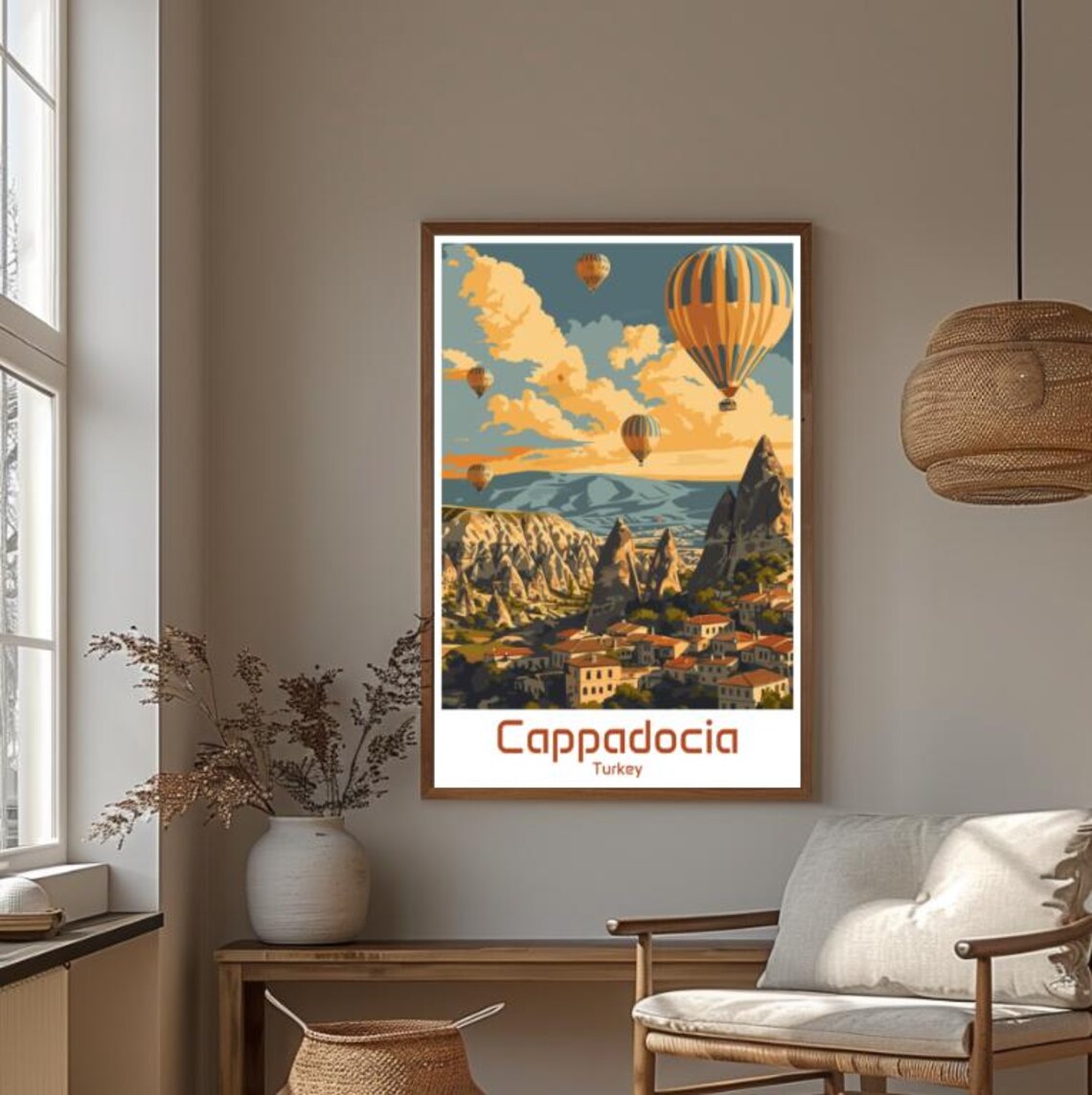 Cappadocia Turkey Hot Air Balloons Morning Vintage Travel Poster - Image 4