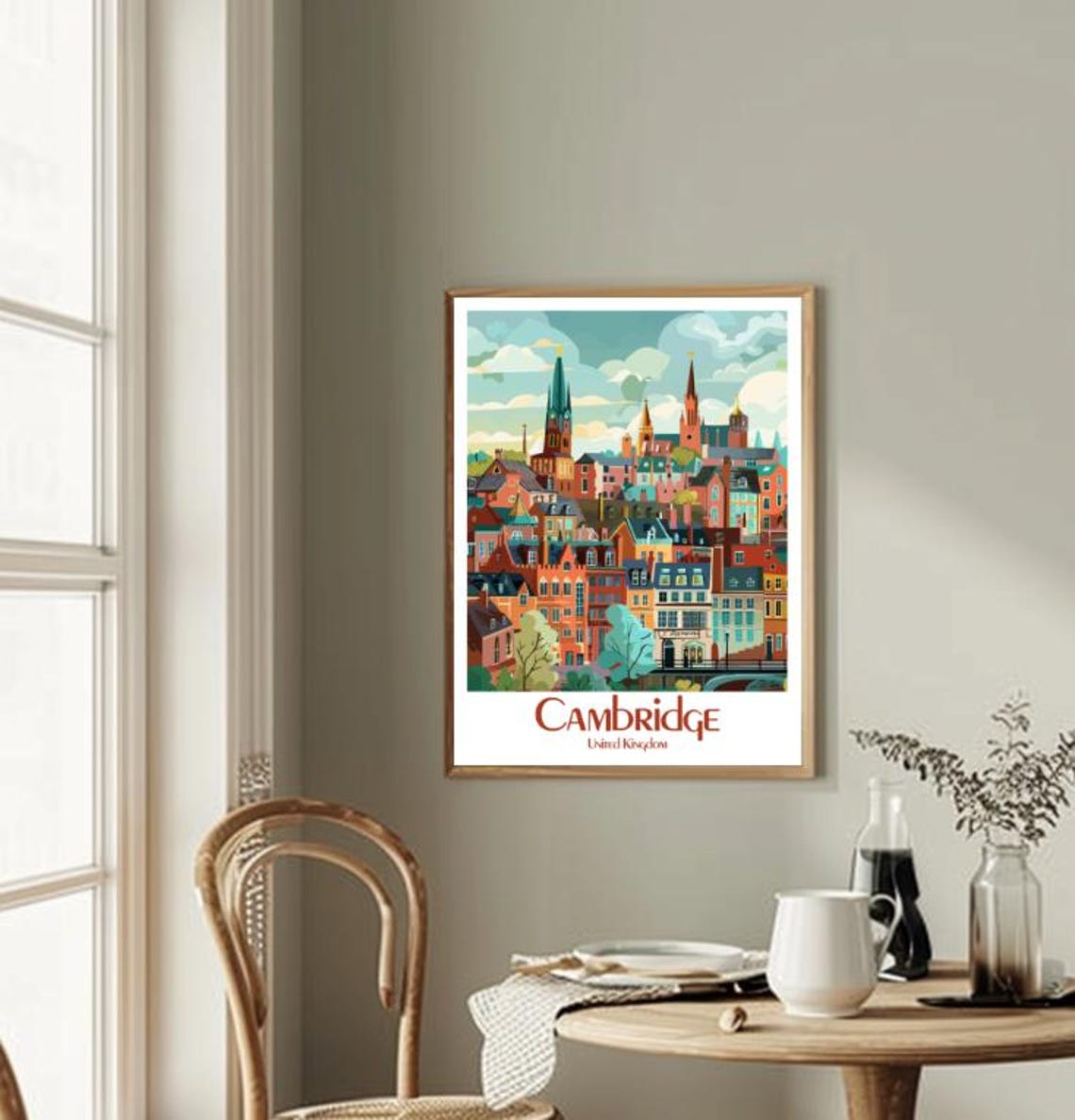 Cambridge United Kingdom Travel Poster Historic University City Wall Art Vintage English Architecture Print Uk Decor Travel Gift - Image 2