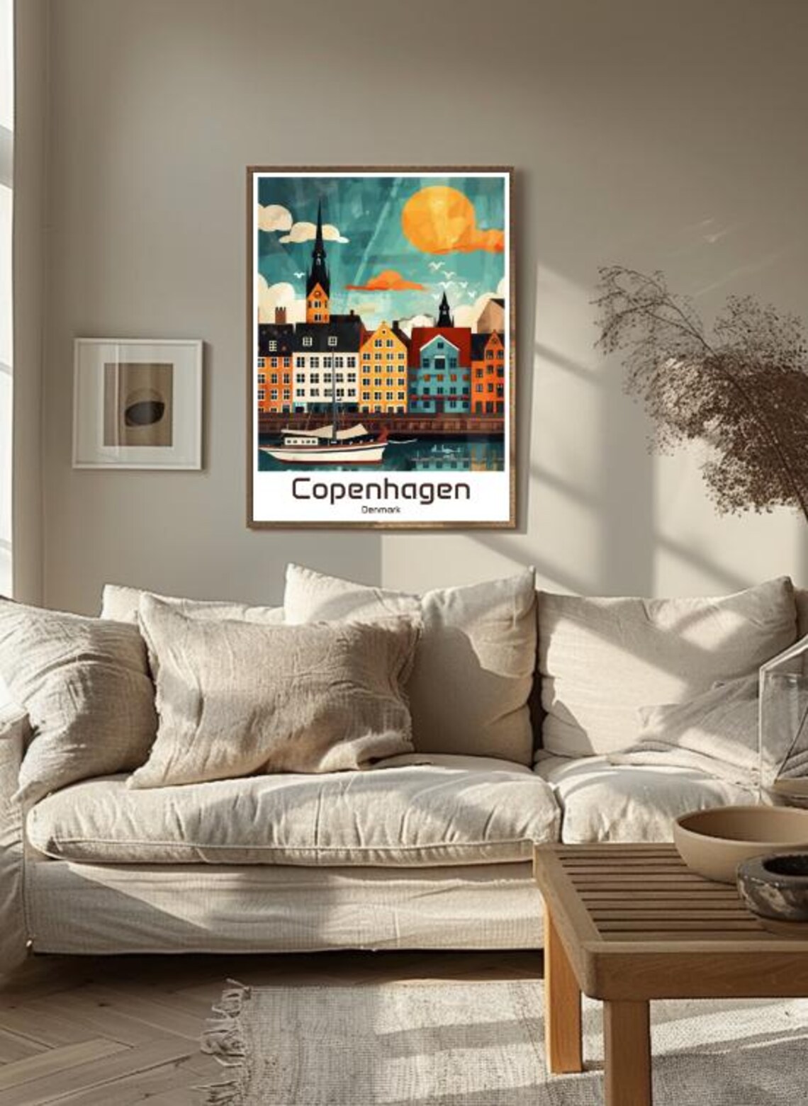 Copenhagen Denmark Nyhavn Colorful Harbour Houses Retro Poster - Image 3