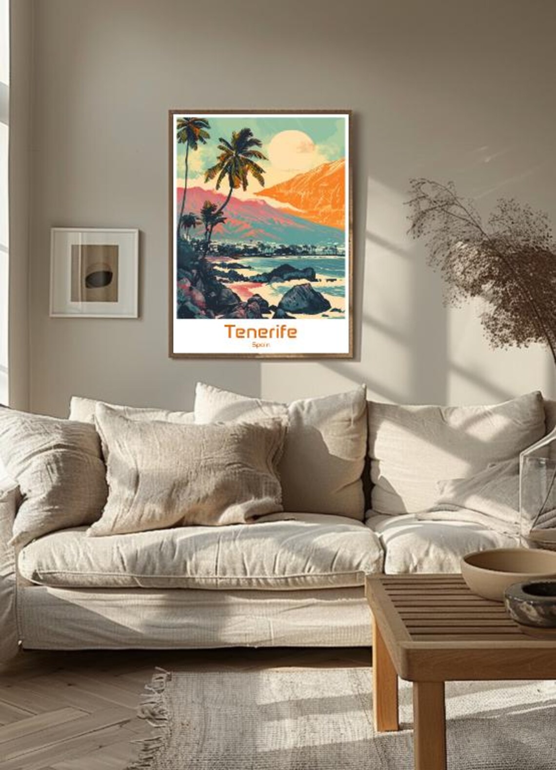 Tenerife Spain Volcano Coastline Palm Trees Vintage Travel Poster - Image 3