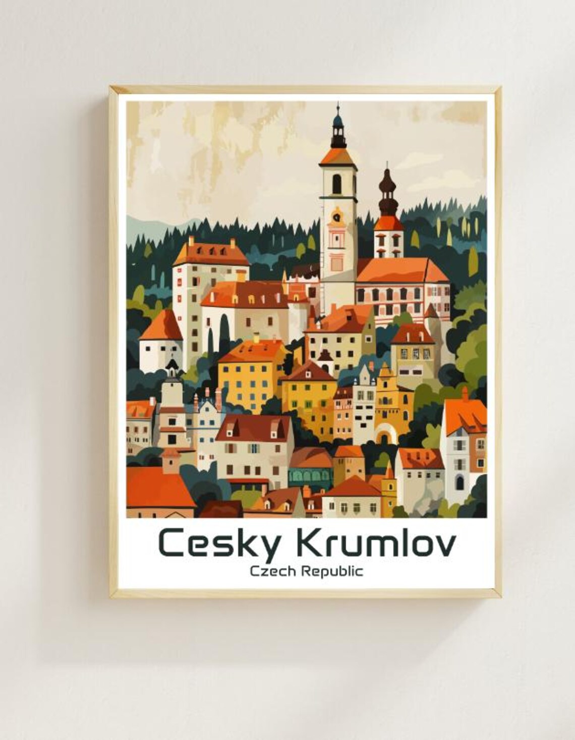 Cesky Krumlov Czech Republic Old Town Poster With Castle Hill Houses