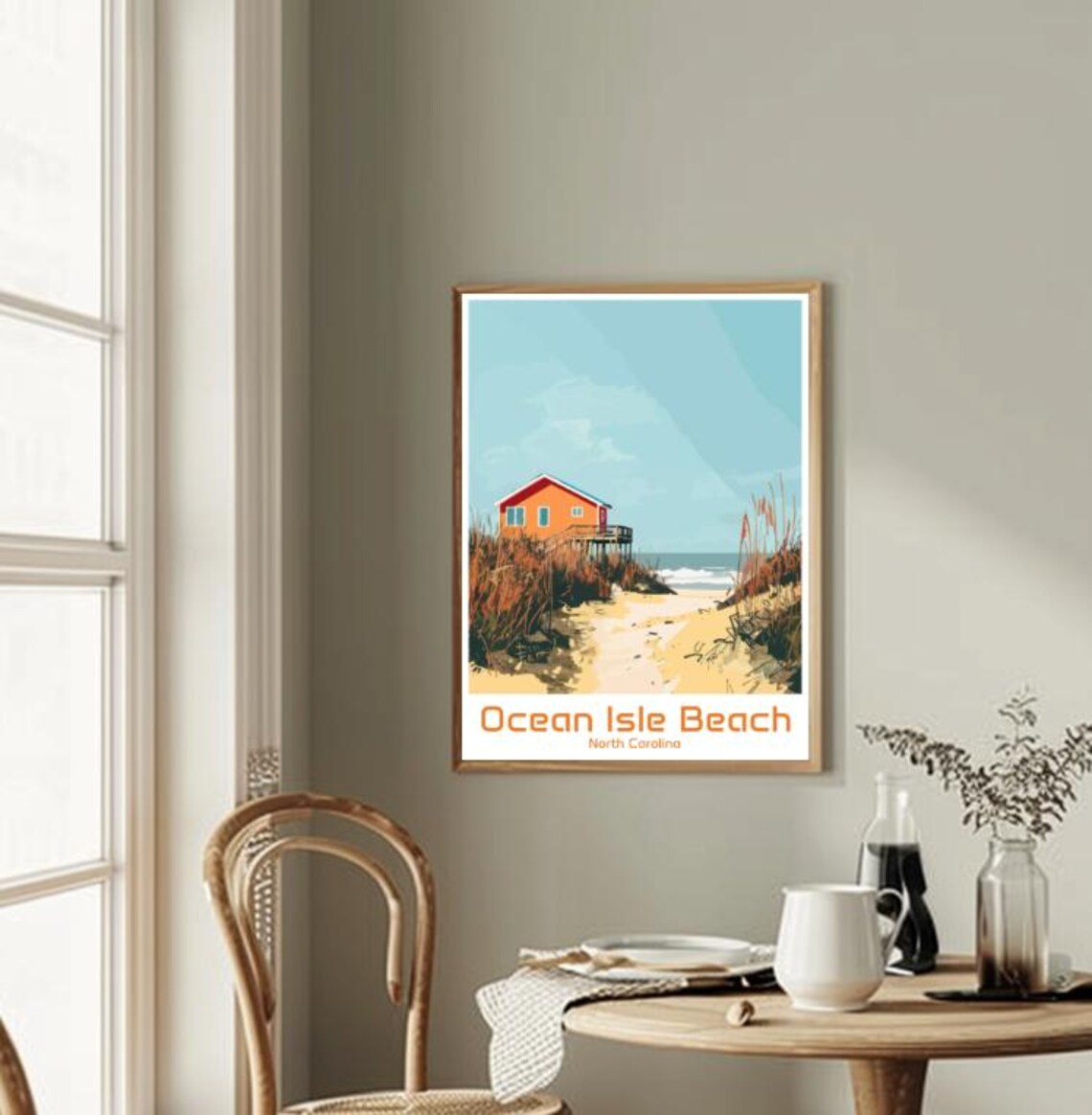 Ocean Isle Beach North Carolina Dune Cottage Vintage Art Poster - Image 2