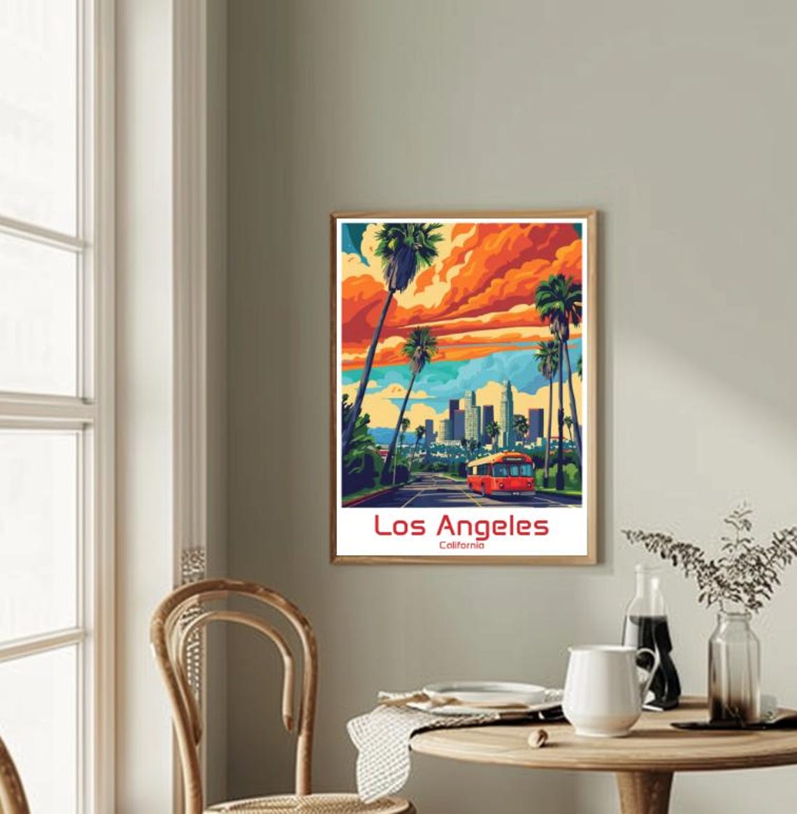Los Angeles Travel Poster Iconic Wall Art Of Hollywood Santa Monica Los Angeles Cityscape Print - Image 2