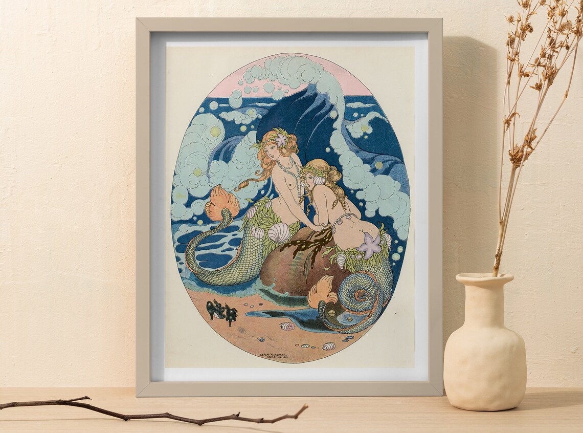 Vintage Mermaids Art Nouveau Poster Print, Gerda Wegener - Image 3