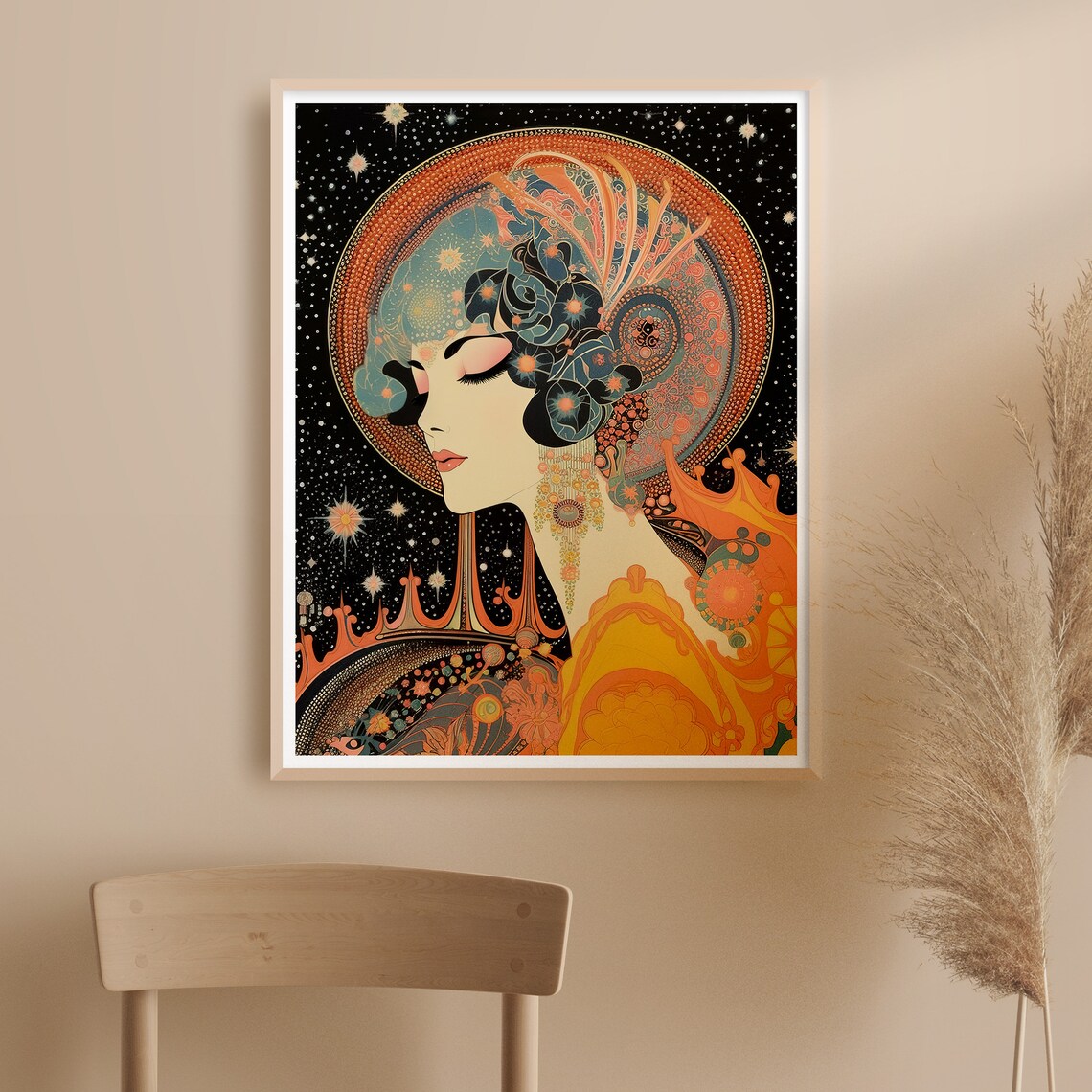 Vintage Art Nouveau Cosmic Goddess Retro Art Print - Image 3