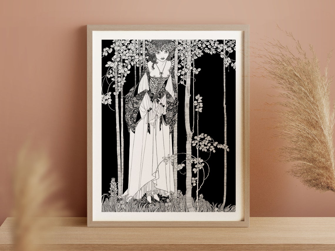 Woman in a White Gown Among Birch Trees Ophelia Vintage Poster - Image 2
