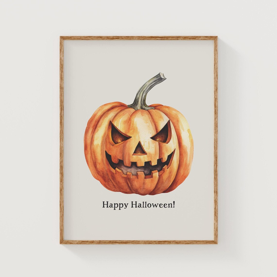 Happy Halloween Jack O Lantern Pumpkin Watercolor Art Poster