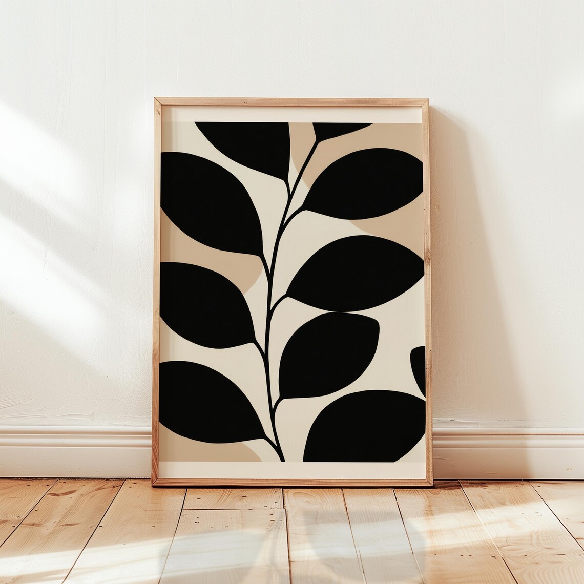 Modern Botanical Leaf Print, Minimal Abstract Plant Art